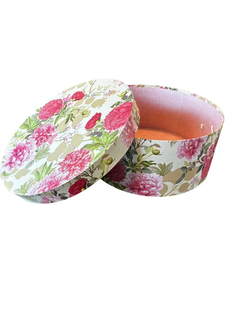 Vintage Paula Scaletta Tri-Coastal Floral Hat Box 16” Decorative Storage